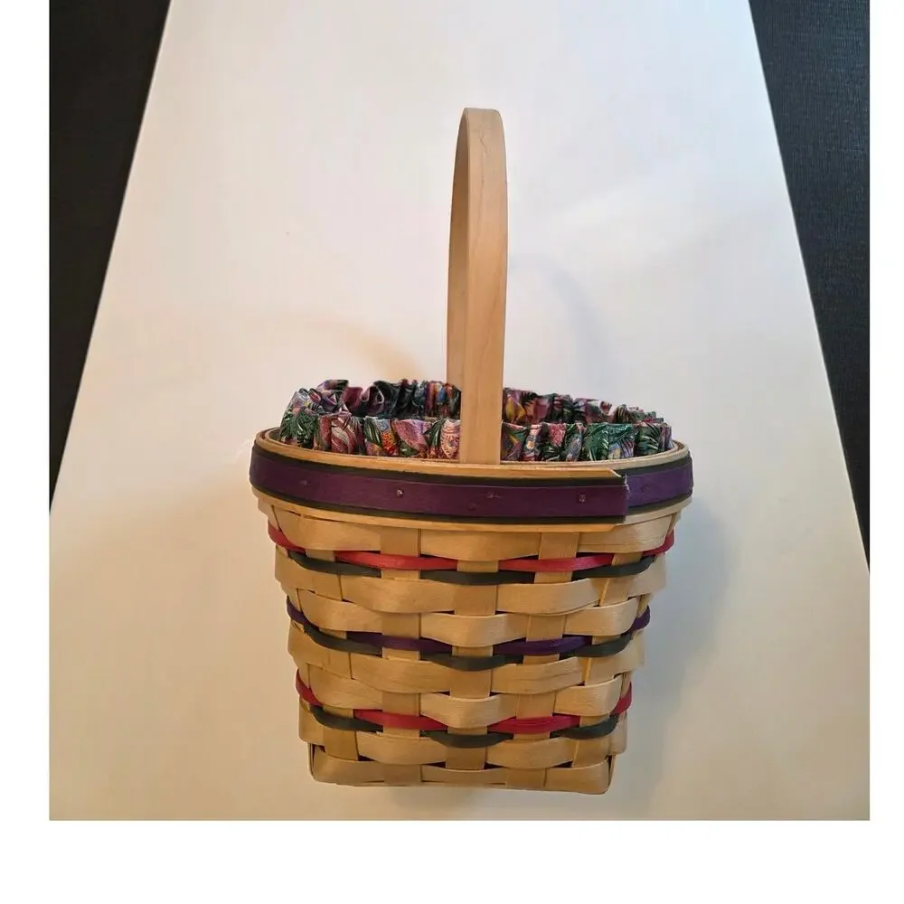 VTG Handwoven Longaberger 1996 10th Edition Easter Basket Purple Egg Liner Rare